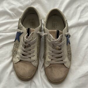 Shushop Paula Stylish Beige and Blue Sneakers. Worn see picture. Sz. 9
